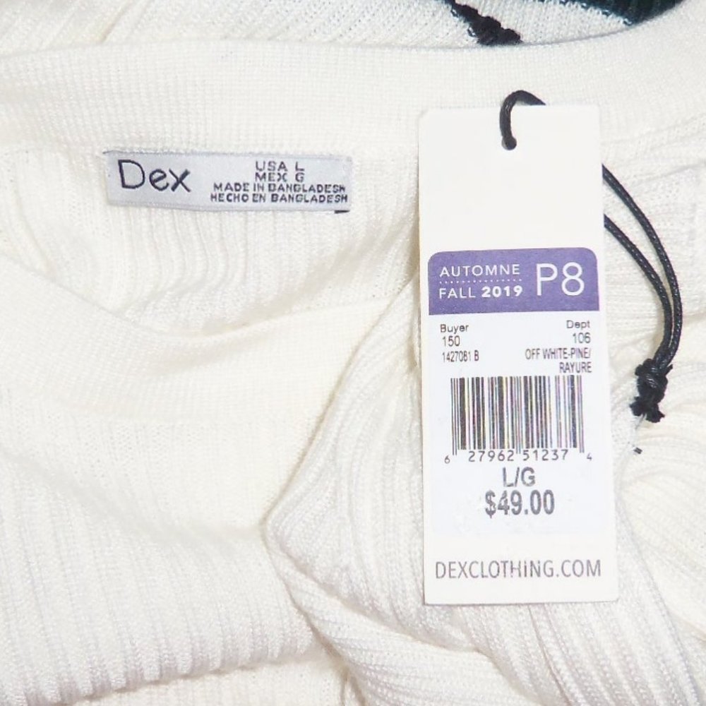 Dex Lightweight Green Ivory Striped Sweater Women’s Large NWT - Picture 3 of 8